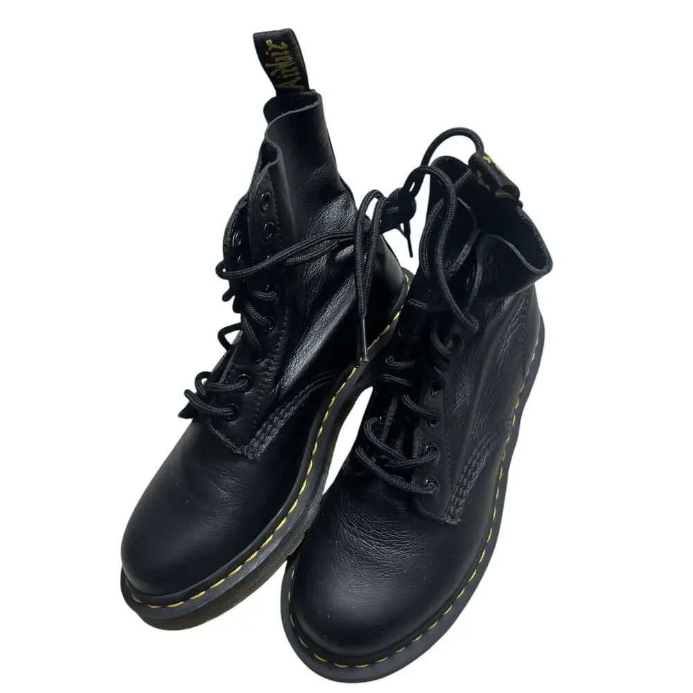 Doc Dr. Marten's Black 1460 Pascal Virginia Leather Boots Women’s Size 6 Grunge - Picture 2 of 6